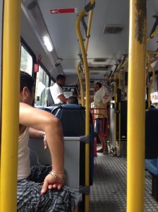 The day started negotiating the buses and squeezing through the turnstiles. In Brasil, you need to keep an eye out for your bus and flag it down or it will just drive straight past your bus stop. You get on the bus at the front and pay the person sitting near the turnstile who will then let you pass. Good system :) no waiting to pay the driver- they can get on with their job of driving (usually like maniacs so you get a free roller coaster ride too for your 3 Reais lol )